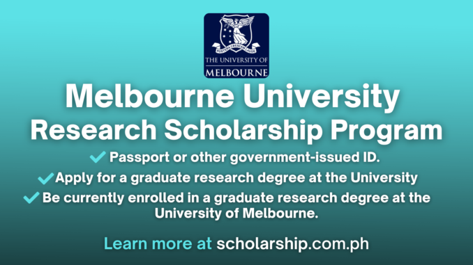 Melbourne University Research Scholarship | 2025