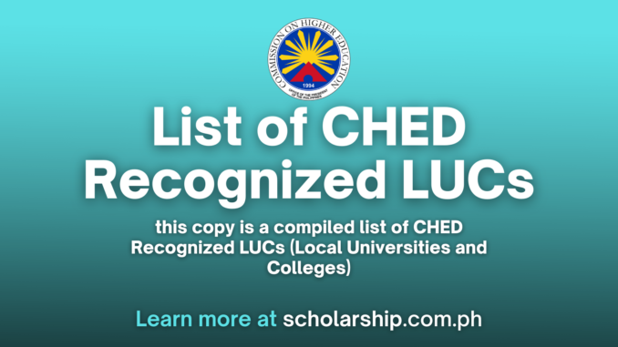 CHED Recognize LUCs AY. 2024 Comprehensive List