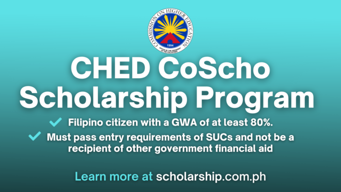 CHED CoScho Scholarship Program for Coconut Farmers and their Families 2024-2025 