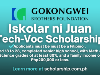 Call for Iskolar ni Juan Tech-Voc Scholarship 2024 Applications