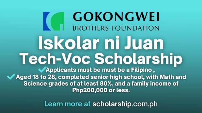 Call for Iskolar ni Juan Tech-Voc Scholarship 2024 Applications