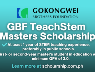 GBF TeachStem Masters Scholarship Online Application for AY. 2024