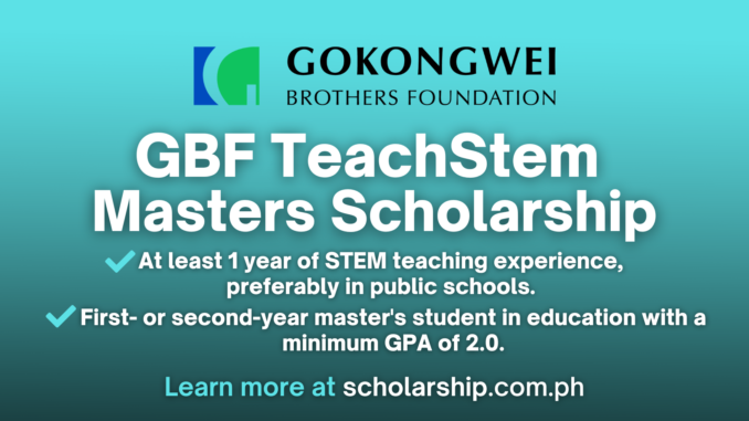 GBF TeachStem Masters Scholarship Online Application for AY. 2024