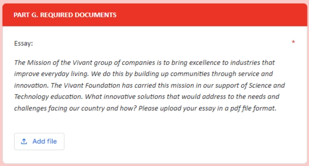 Vivant Stem Scholarship Application Form Image for Documents Information