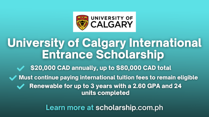 University of Calgary International Entrance Scholarship